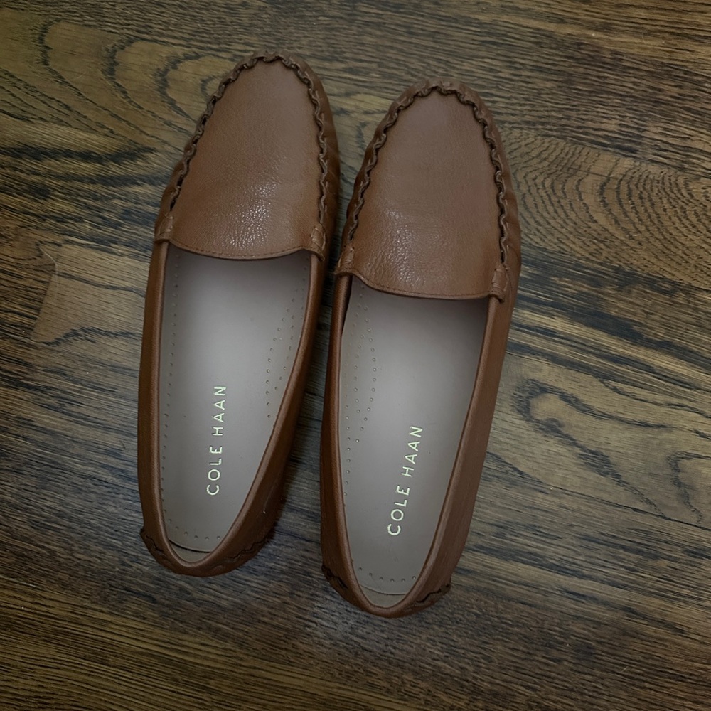 Cole Haan Brown Leather Loafers with Braided Detail - Picture 4 of 6
